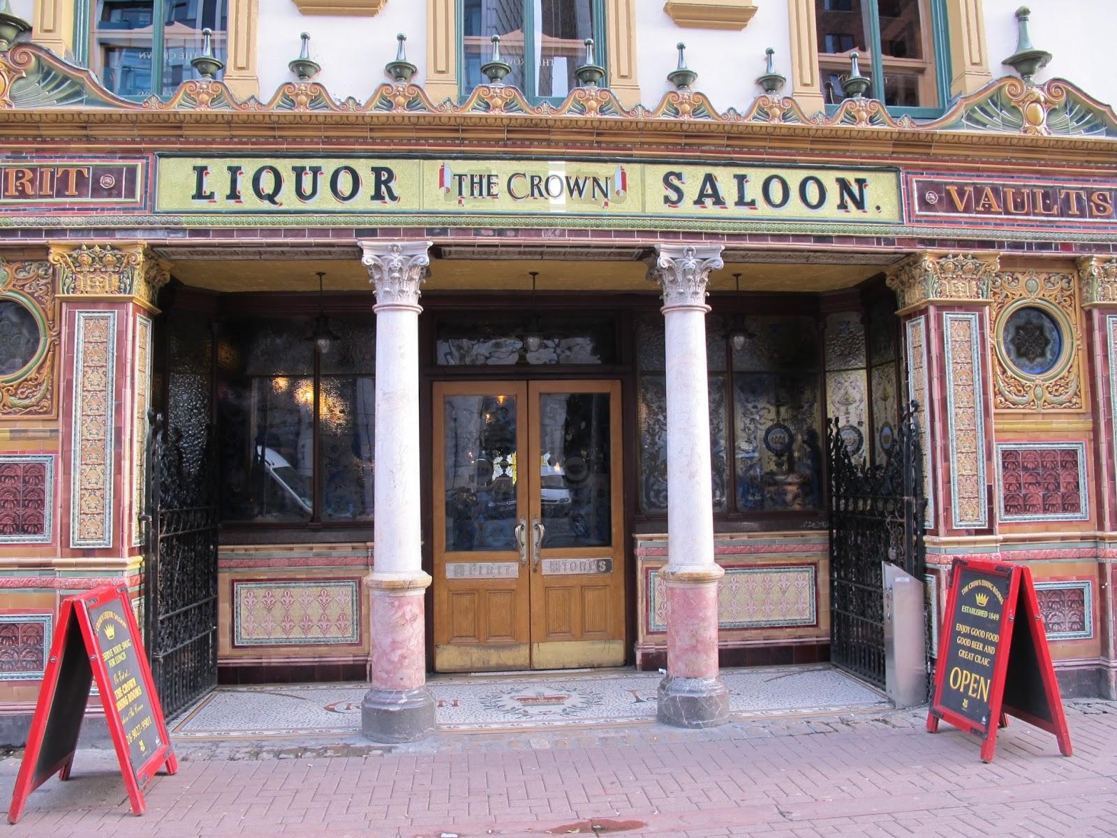 Traditional Irish pub exterior in Belfast - The Crown