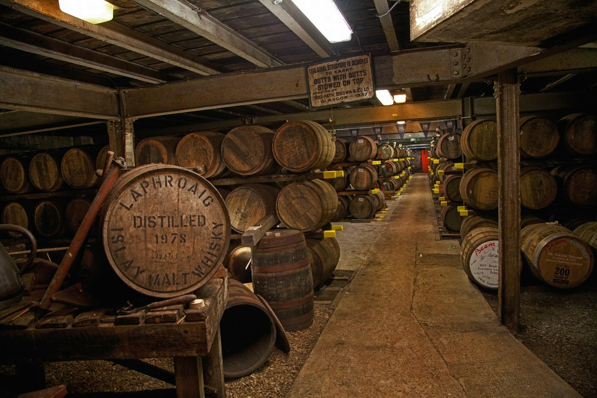 Wooden Barrels inside a room