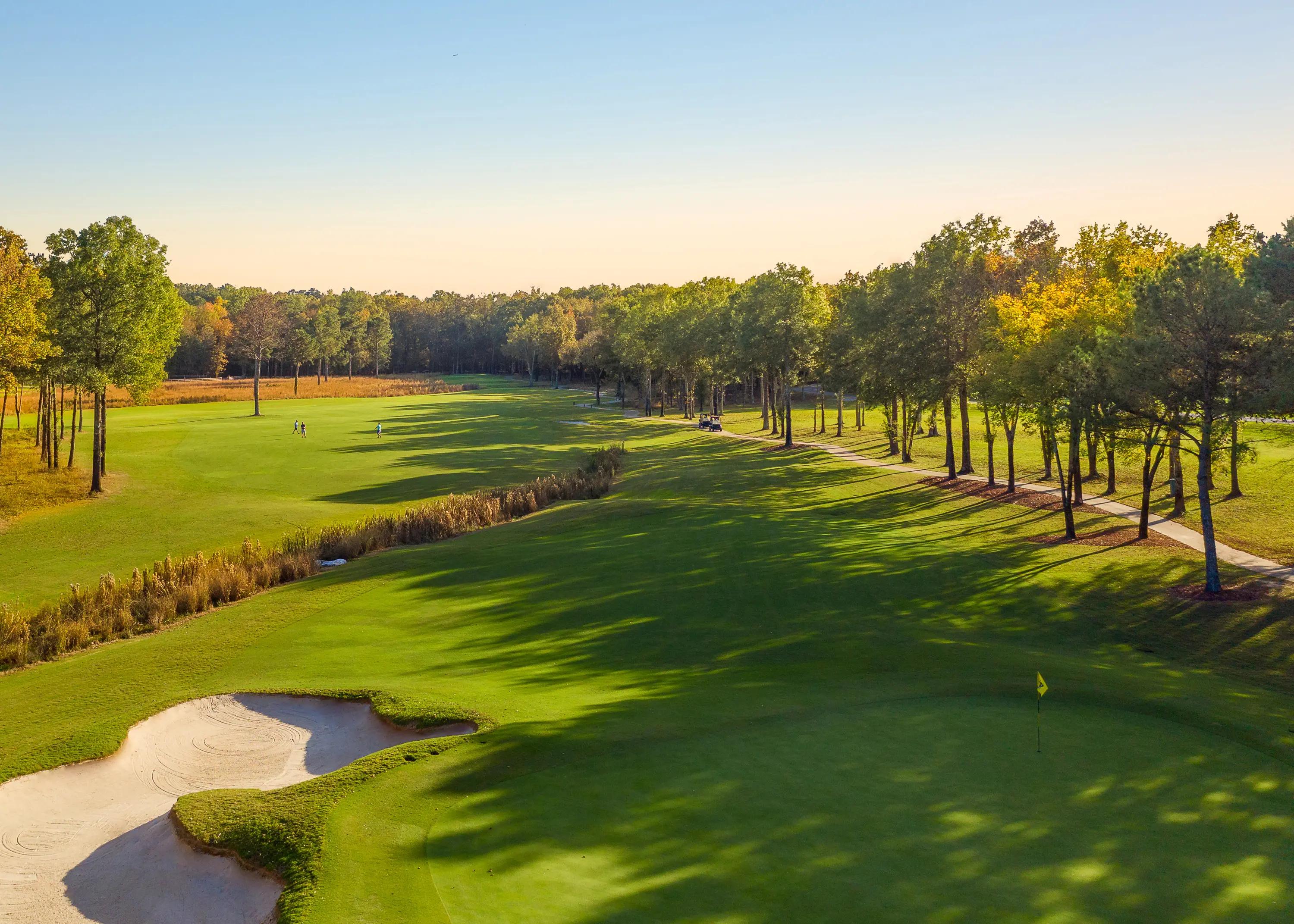 Overhead view of a manicured fairway