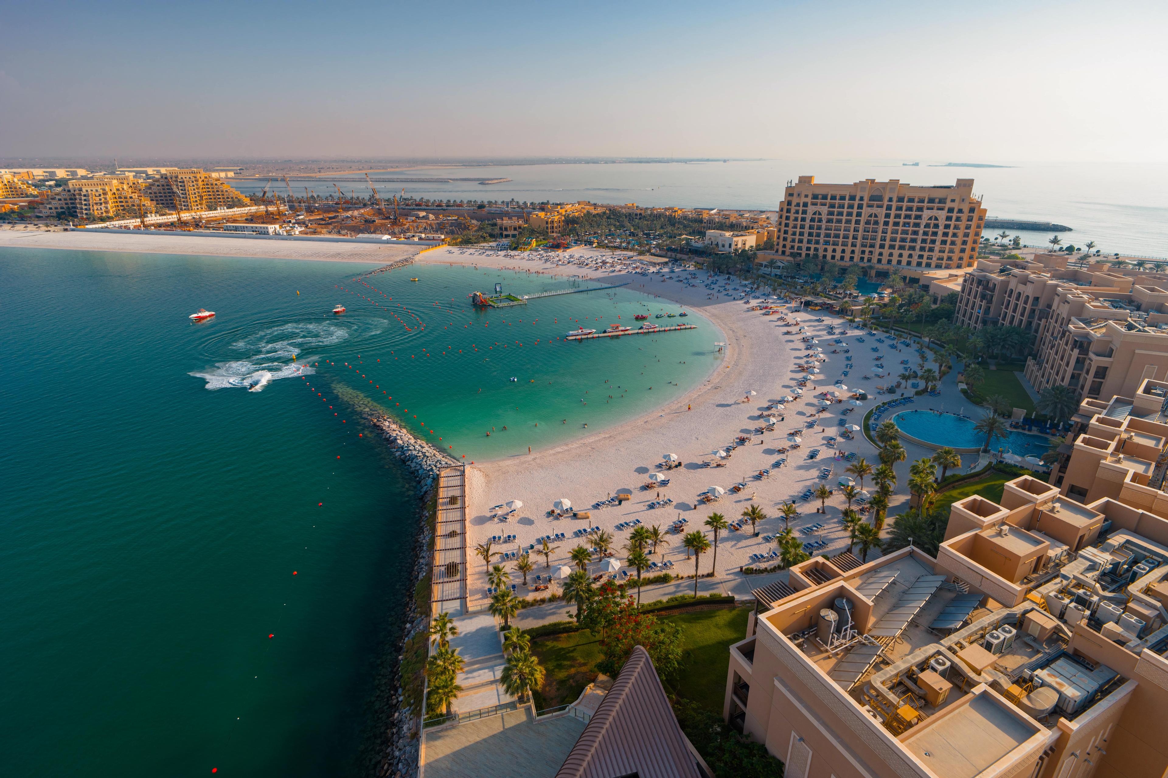 Aerial view of the resort with sea views