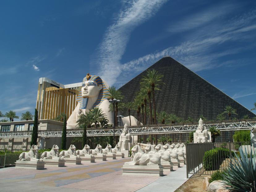 Exterior view of the pyramid themed resort