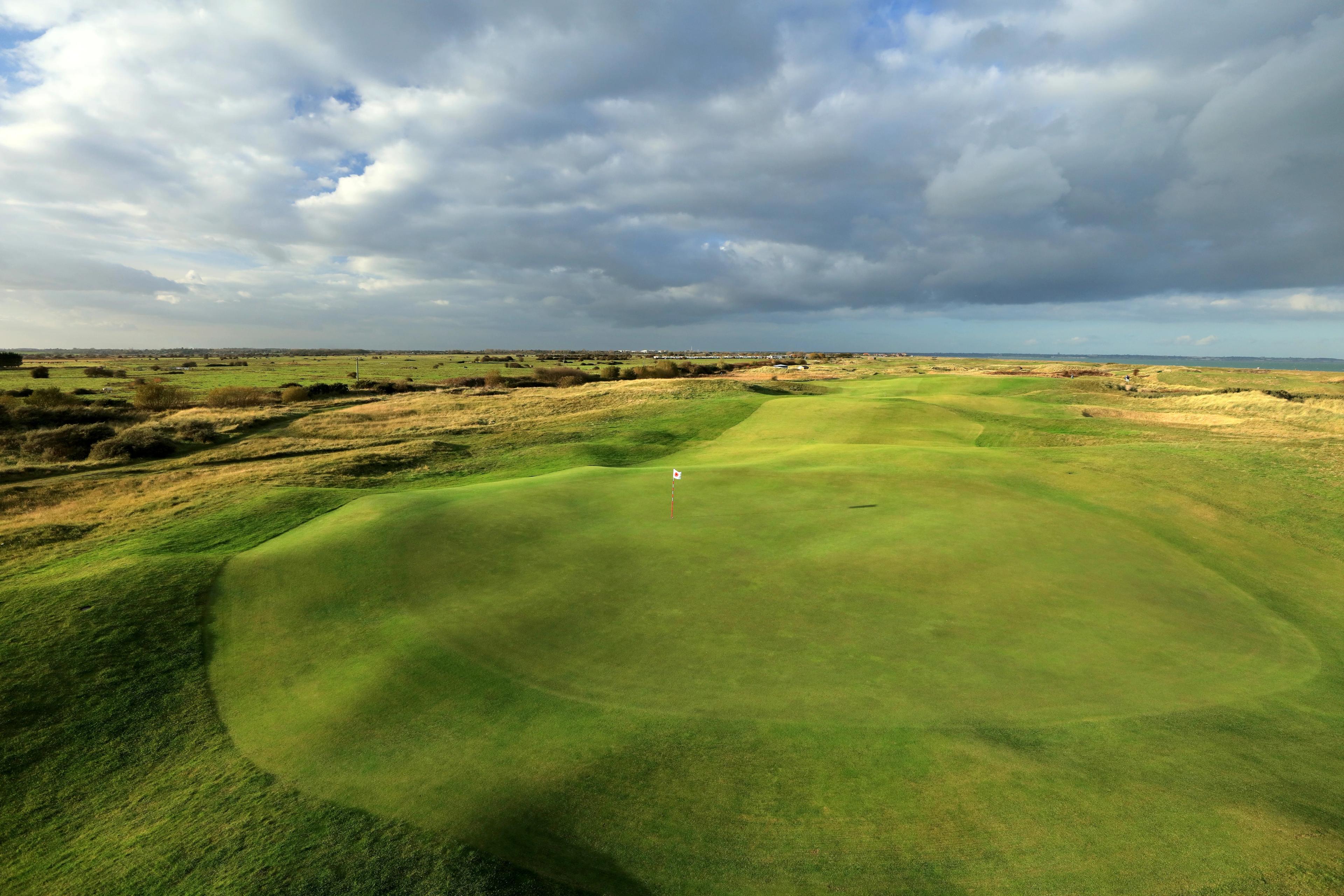 A well maintained green at the Royal Cinque Ports Golf Club