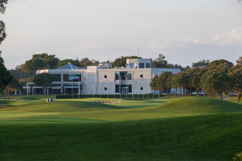 Panoramic view of the PGA Sultan clubhouse overlooking the course