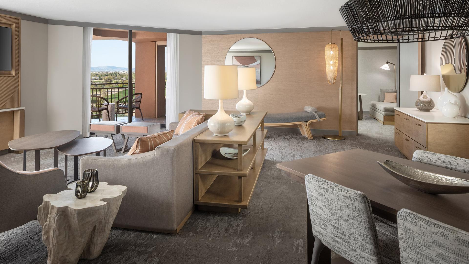 Modern living room as part of a suite at the Westin Kierland Resort