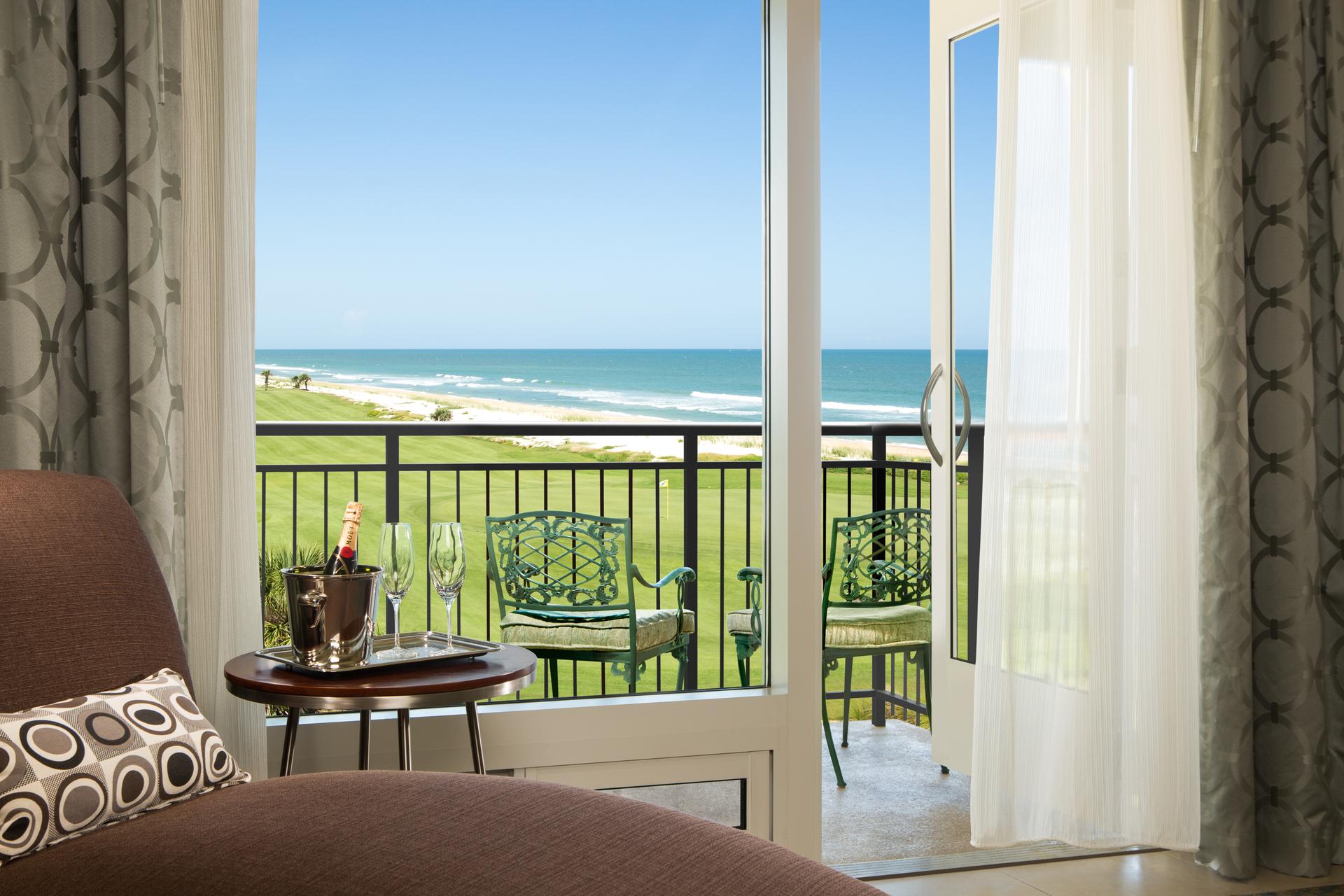 Living room balcony views of the course at hammock beach