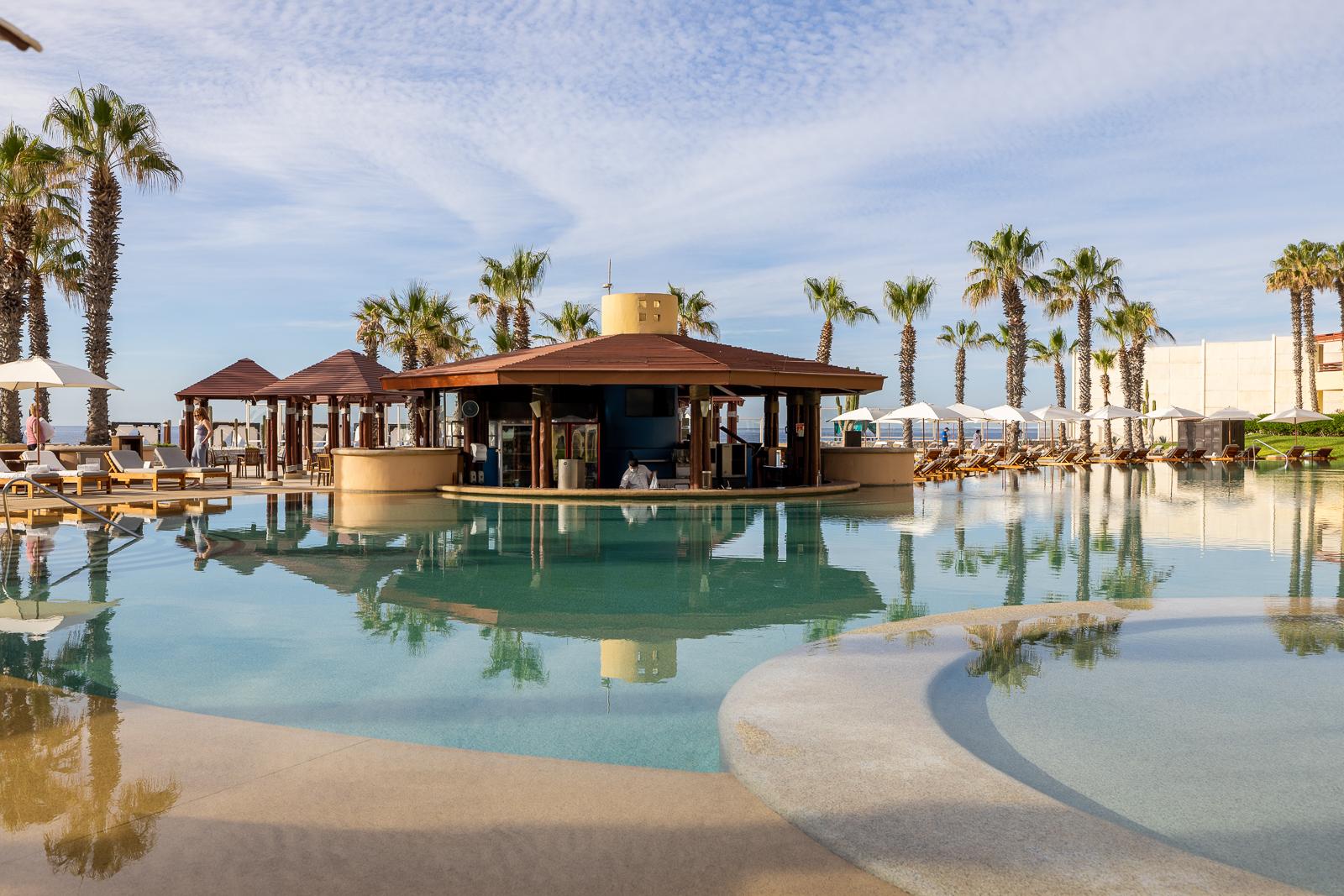 Panoramic view of the outdoor swimming pool at Pueblo Bonito Pacifica Resort