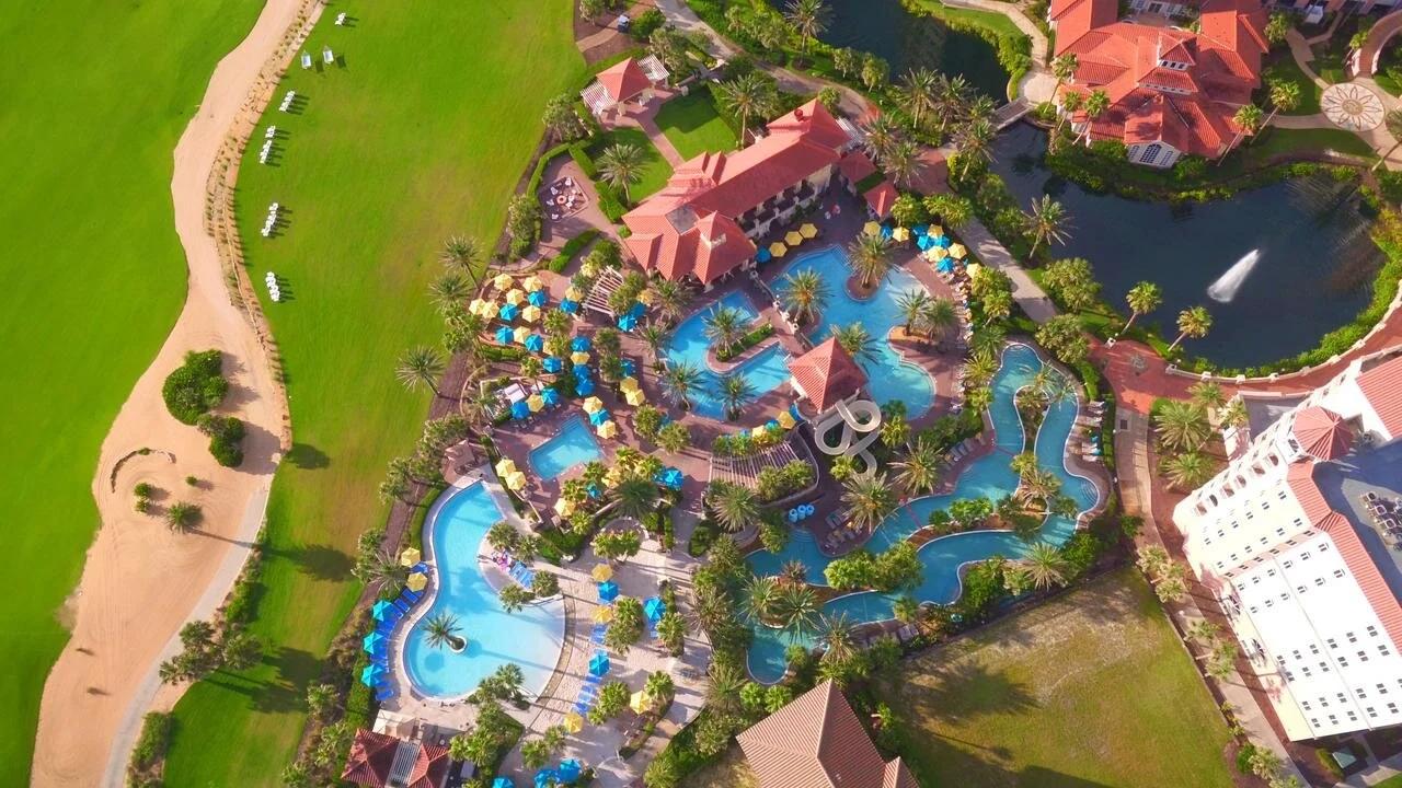 Aerial view of the outdoor swimming pool at hammock beach