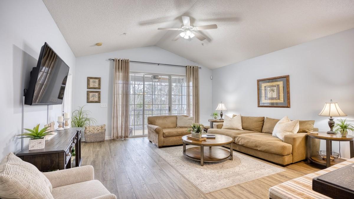 Modern living room with a large Smart tv