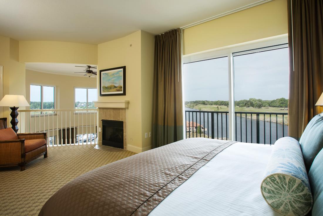 Modern double bed room with balcony views