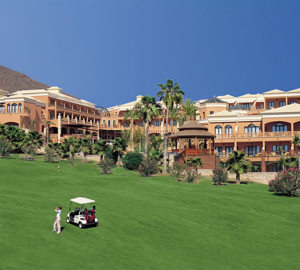 Up hill fairway with Hotel Las Madrigueras running along one side