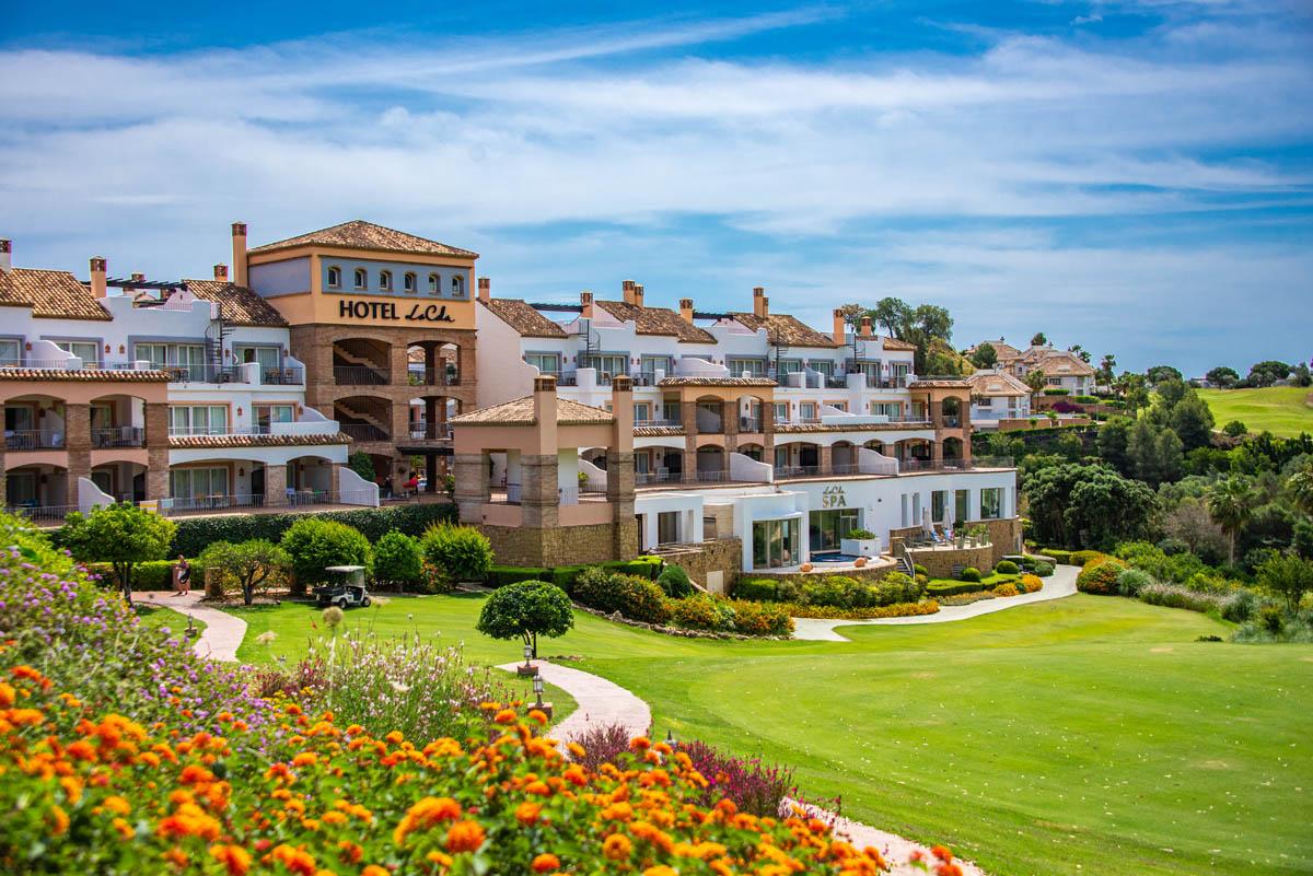 Front View of Hotel La Cala with spa visible.