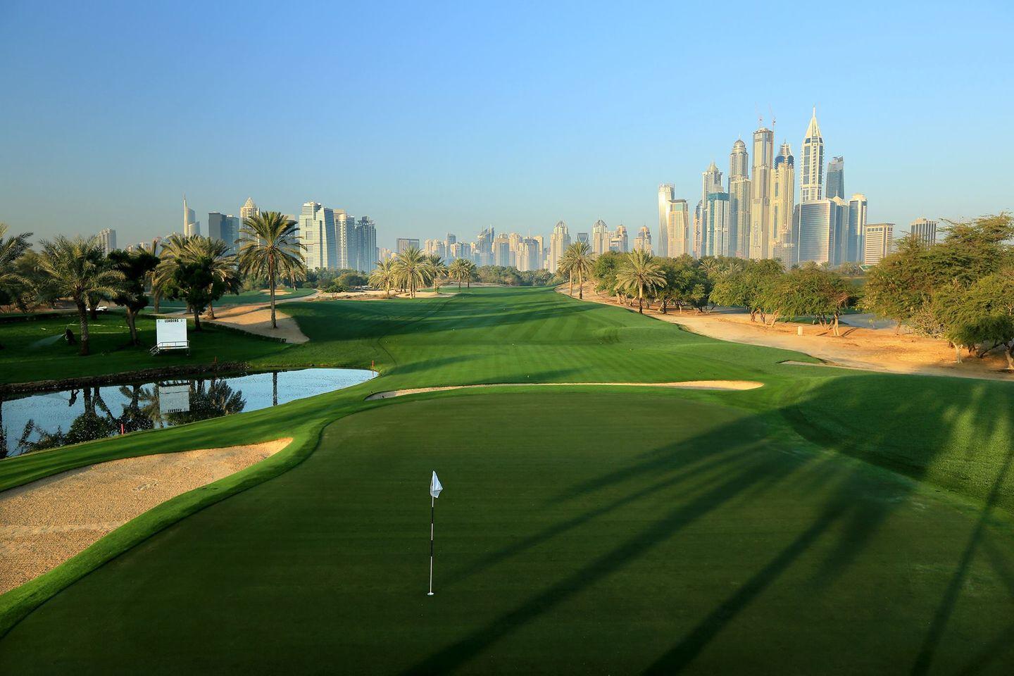 Sunset view of Dubai Majilis and Dubai skyline