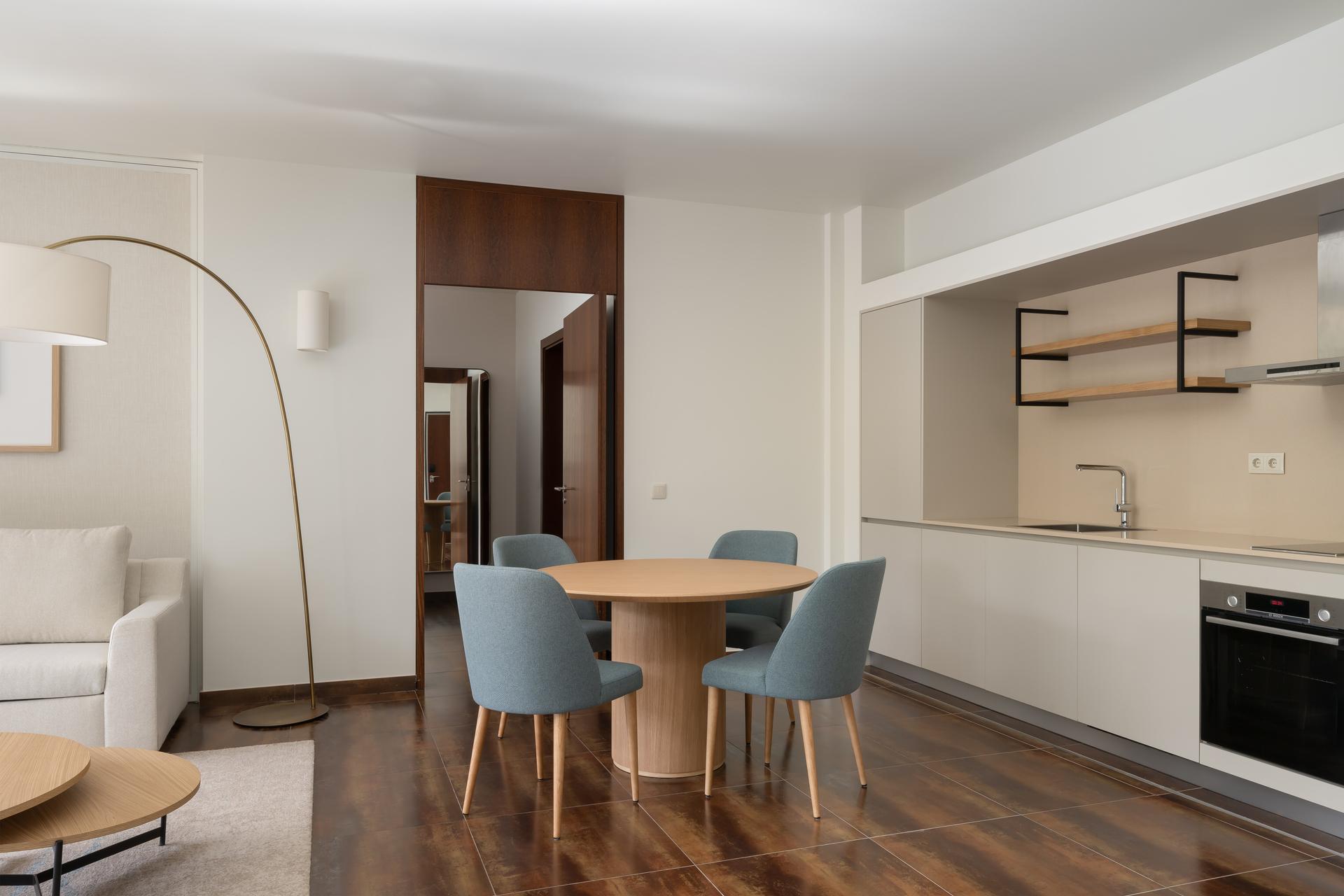 Living room and kitchen area
