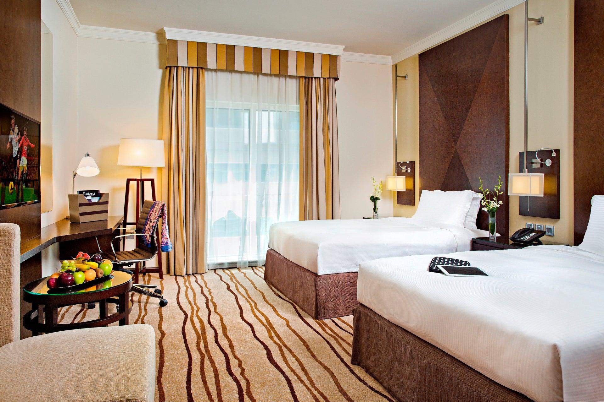 Double bed twin room at the Media Rotana hotel