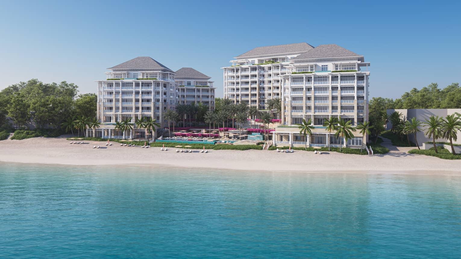 Exterior view of The Ocean Club beach side resort building