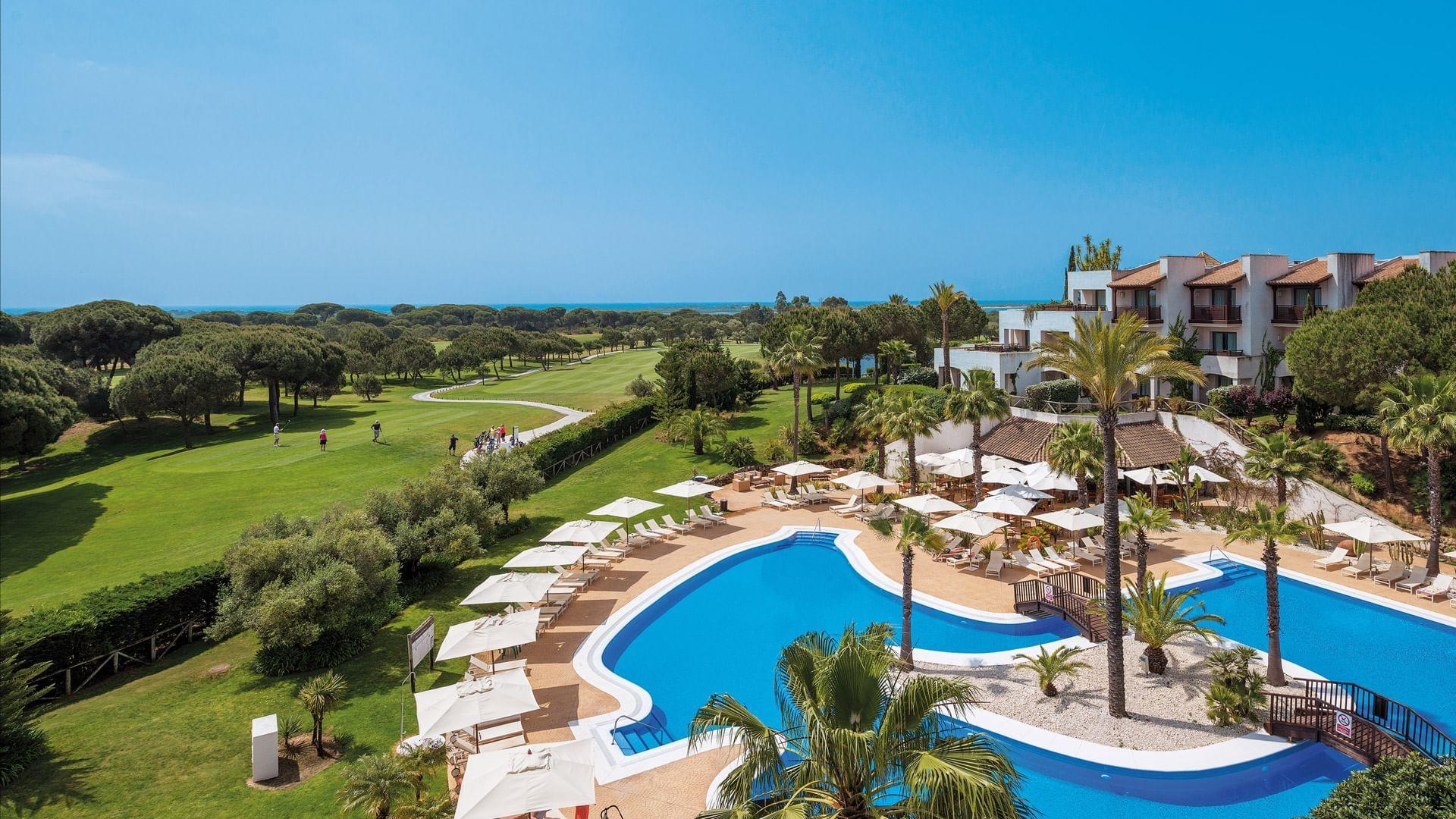 Outdoor swimming pool alongside the golf course