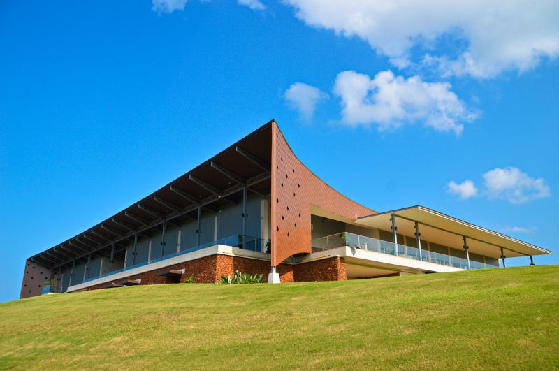 The Els Club Desaru Coast looking over the Ocean Course under blue skies