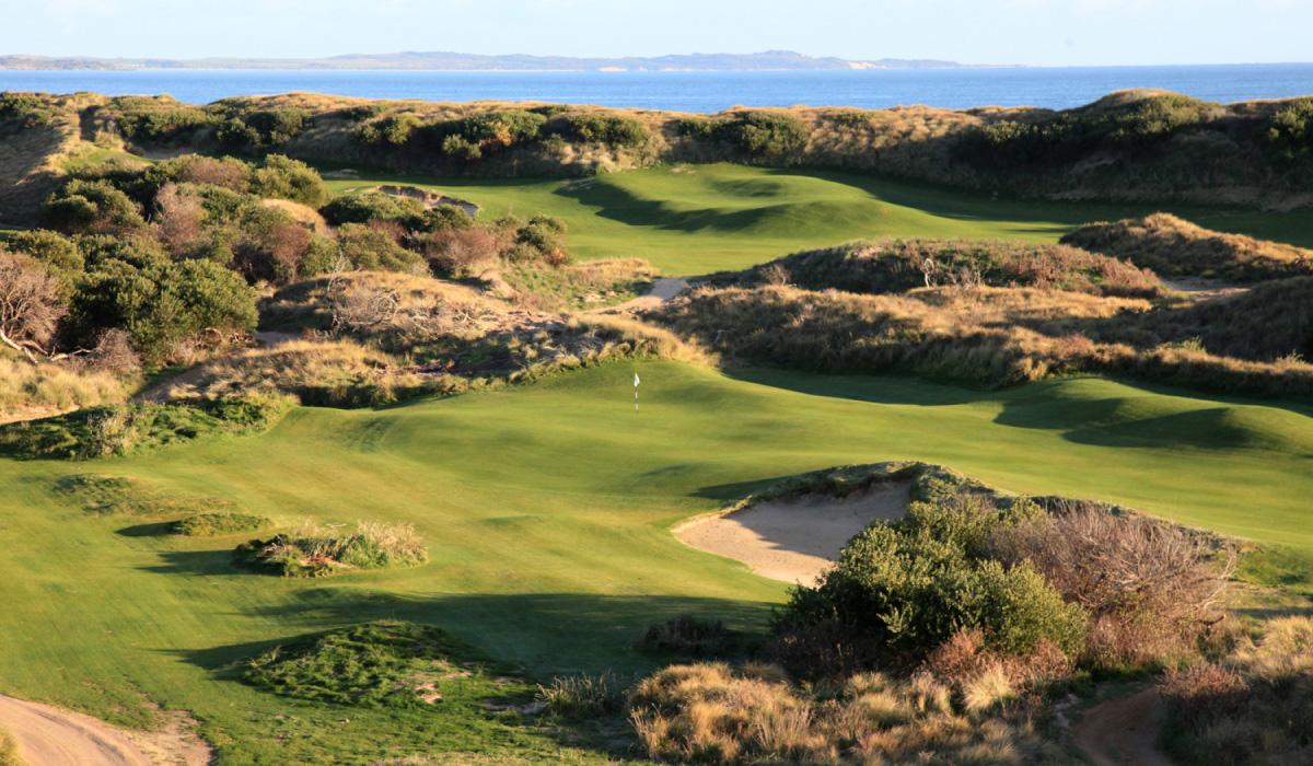 Wide fairways leading to a smooth green with a rugged rough