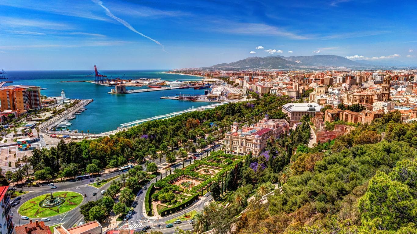 Overhead view of the city with coastal views