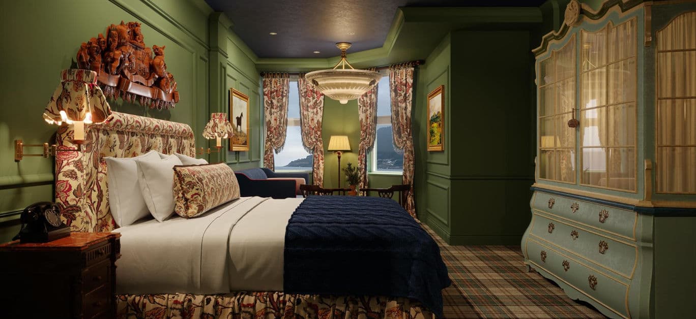 Bright modern Slieve Donard hotel room with sea view in Ireland