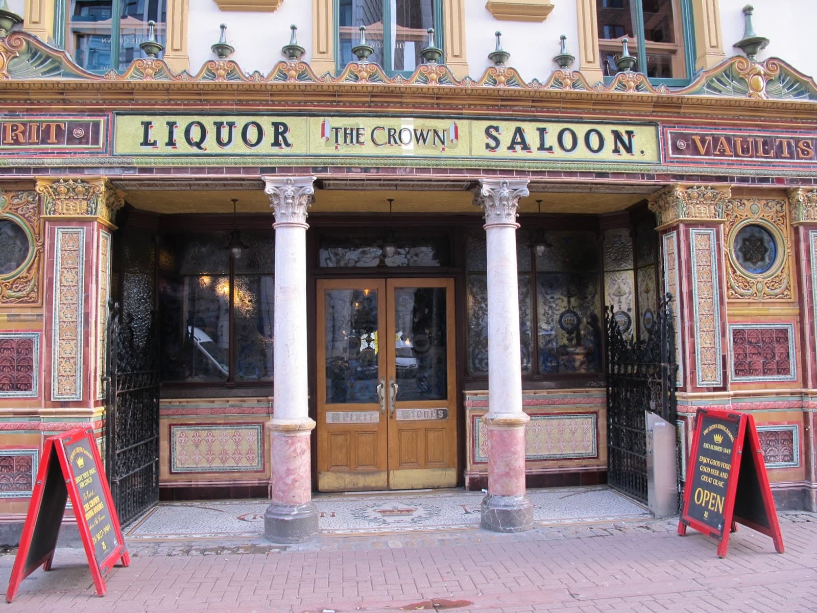 Traditional Irish pub exterior in Belfast - The Crown
