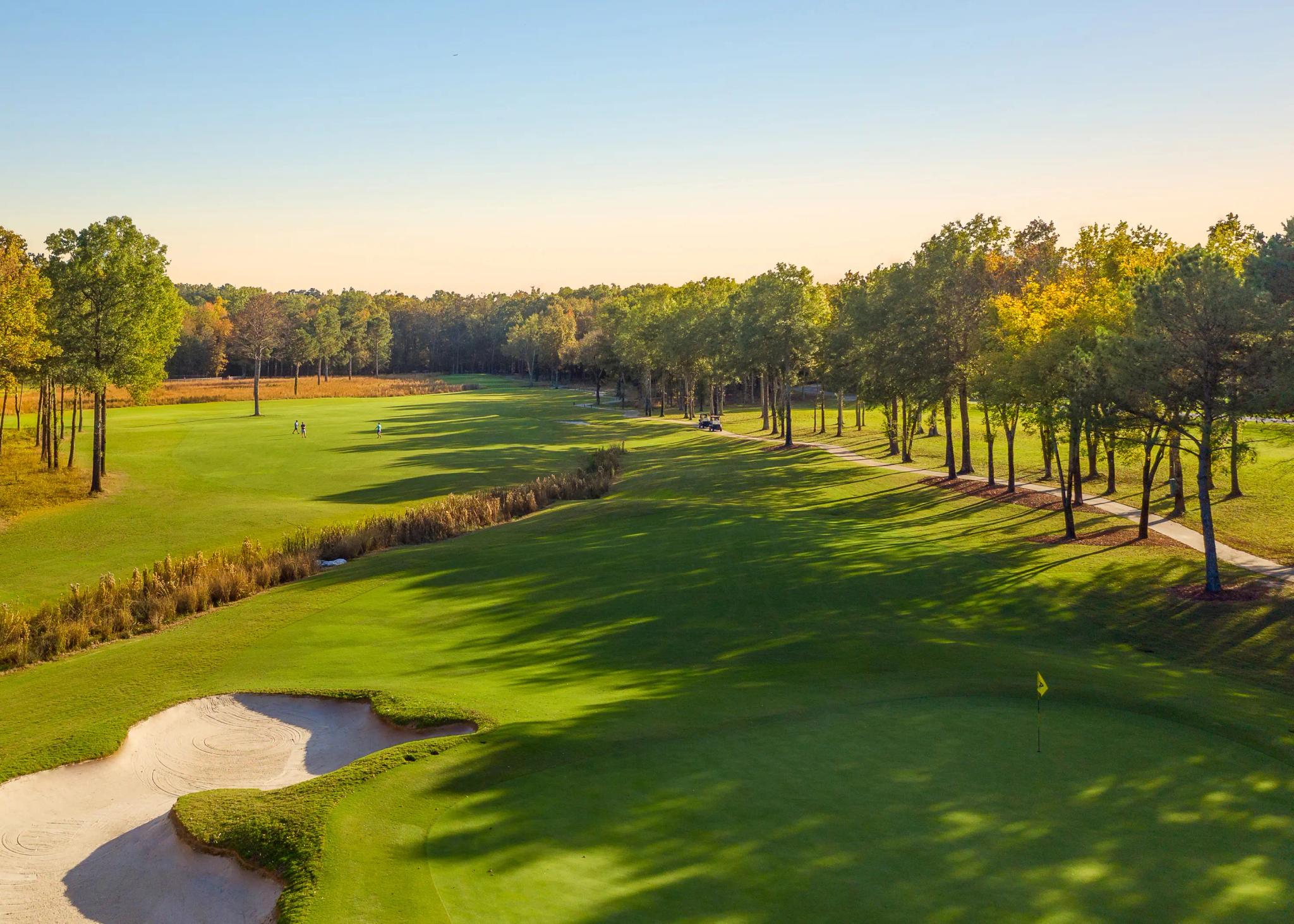 Overhead view of a manicured fairway