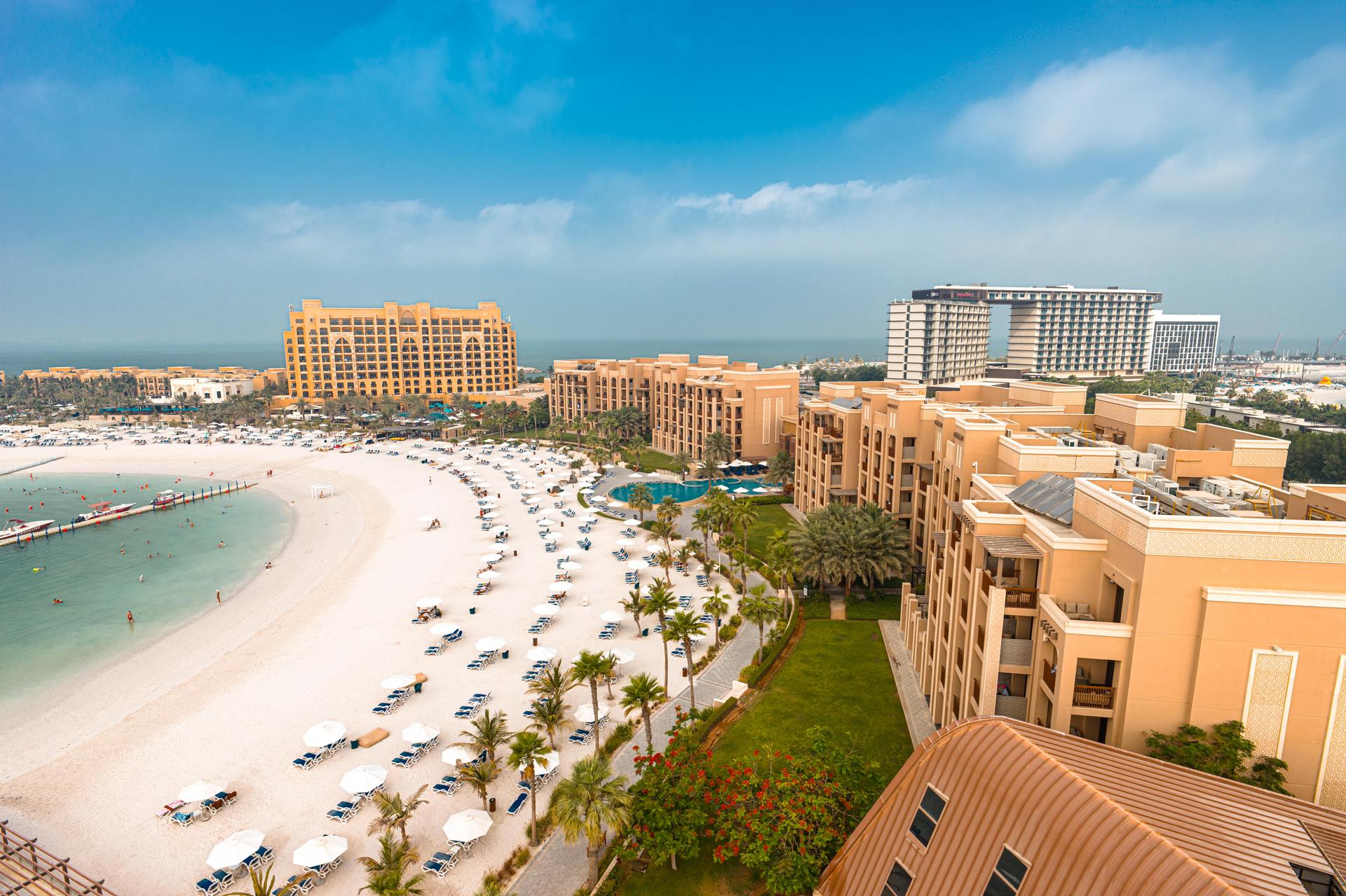 Aerial view of the resort and beach