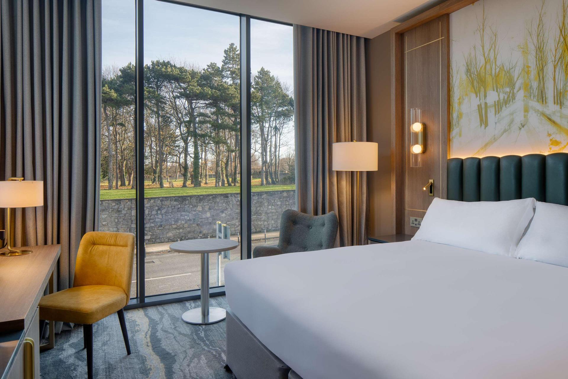 Double bed room with a window for natural light