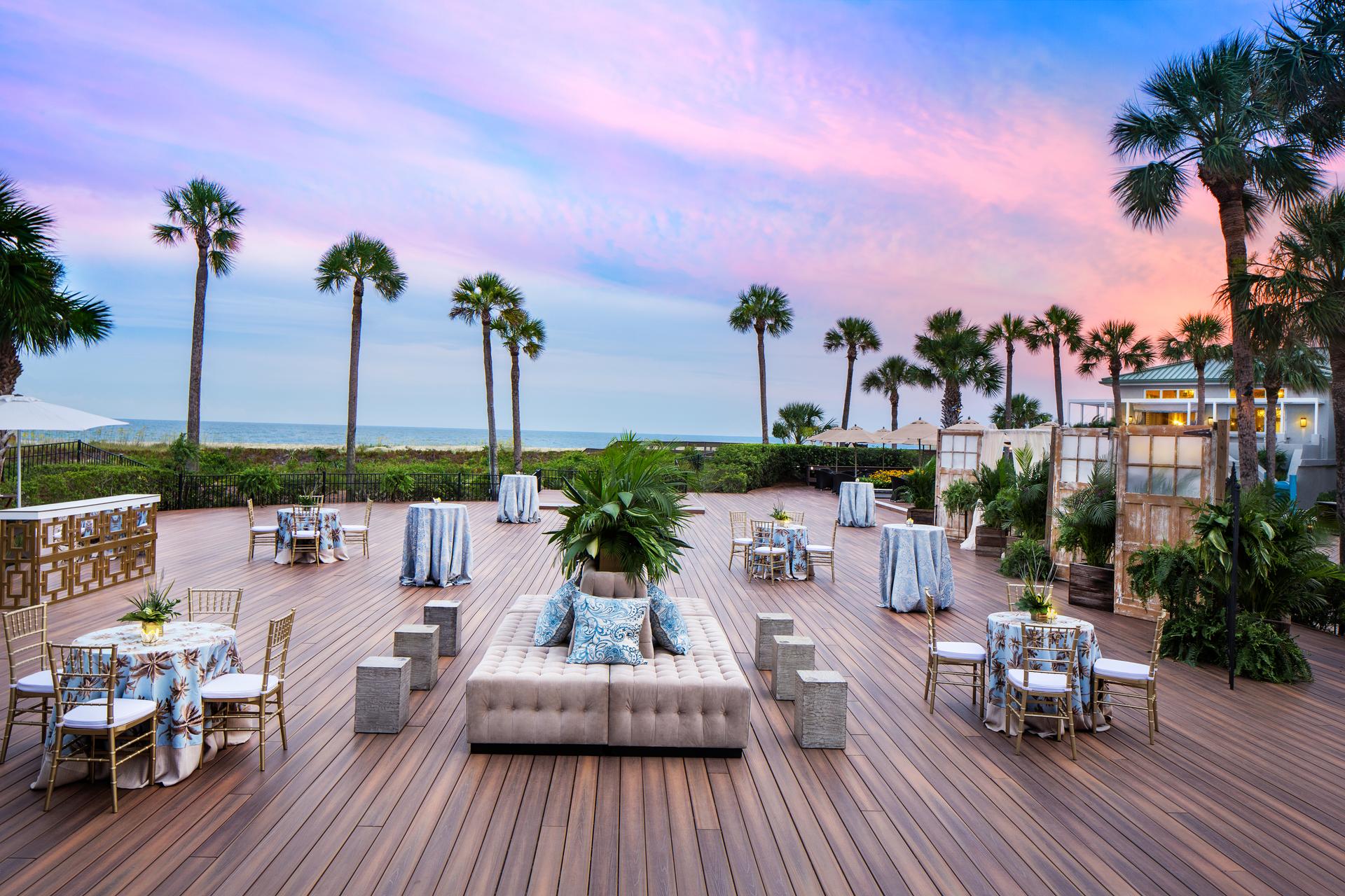 Outdoor seating area with coastal views