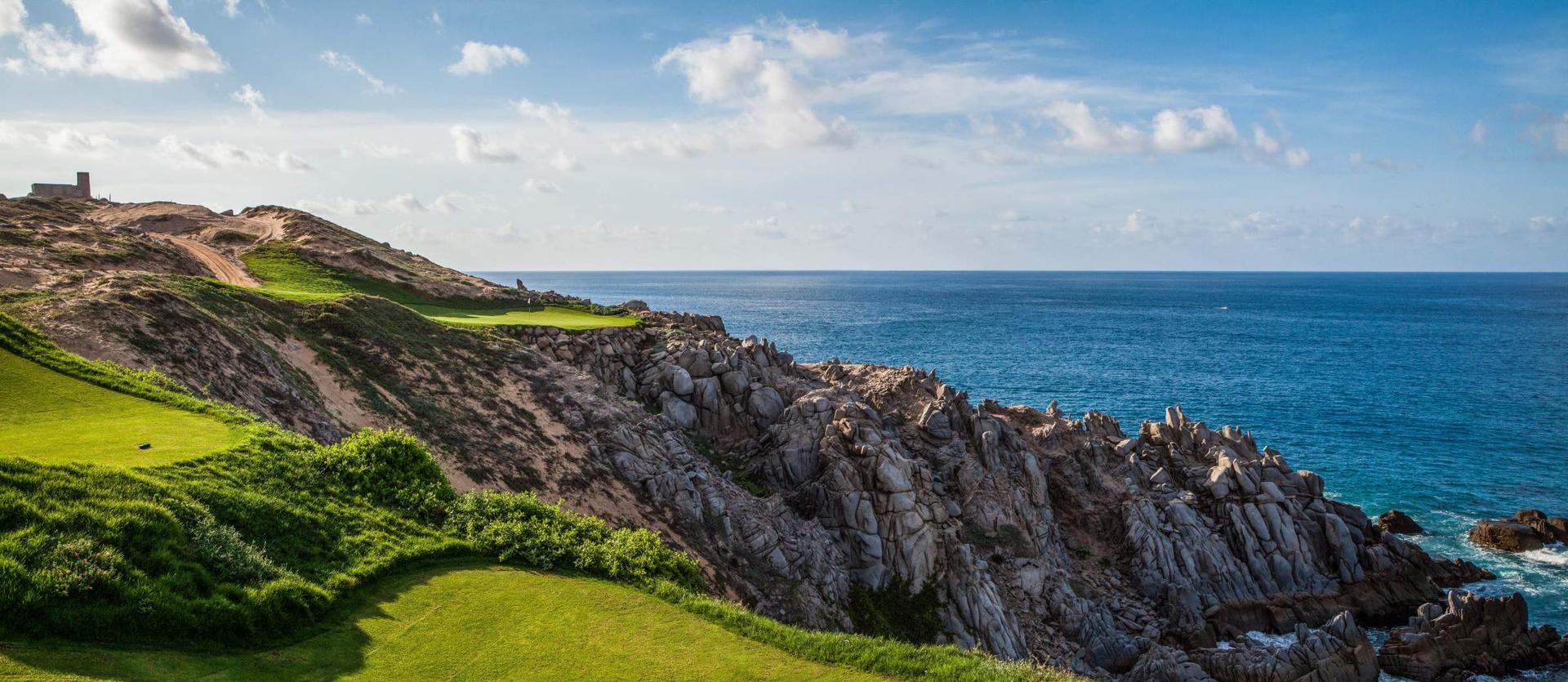 Overhead view of a smooth coastal green
