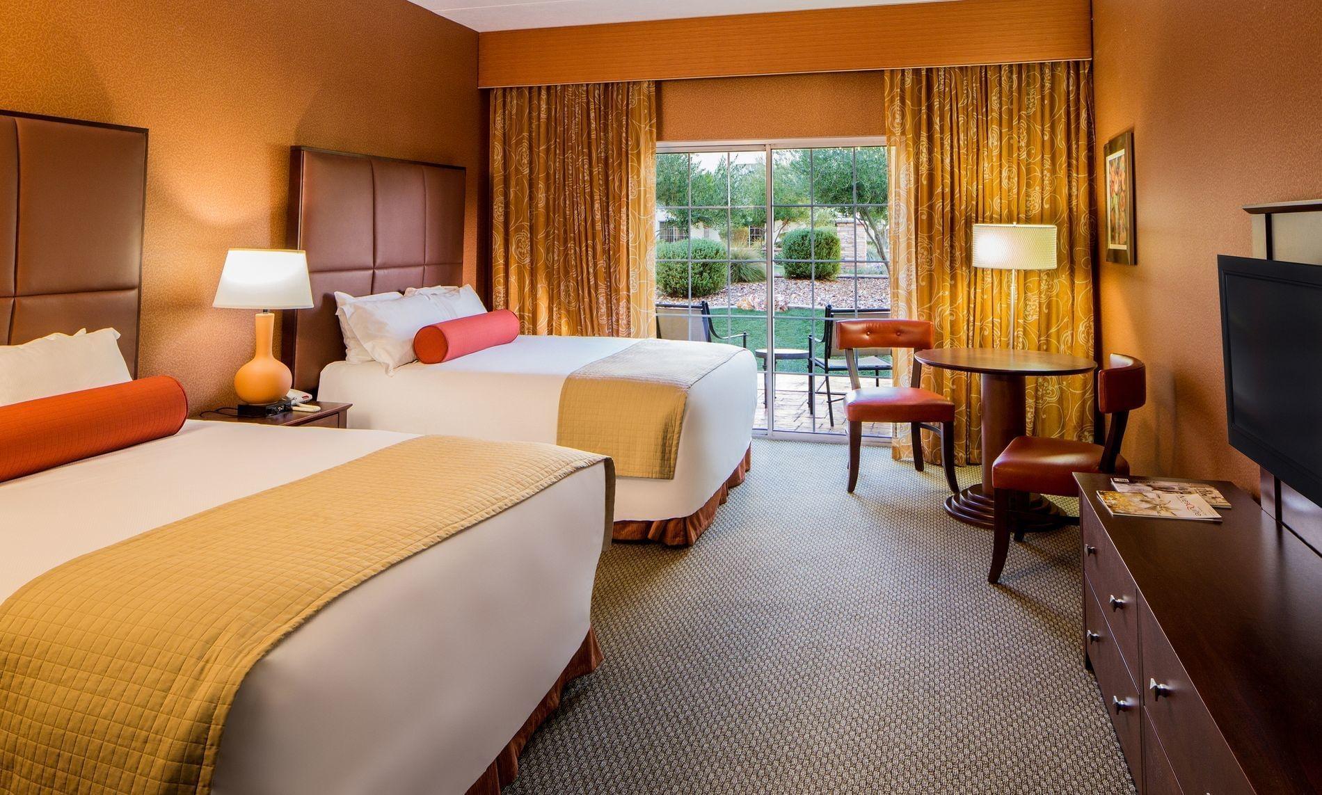 Twin double bed room with a window for views