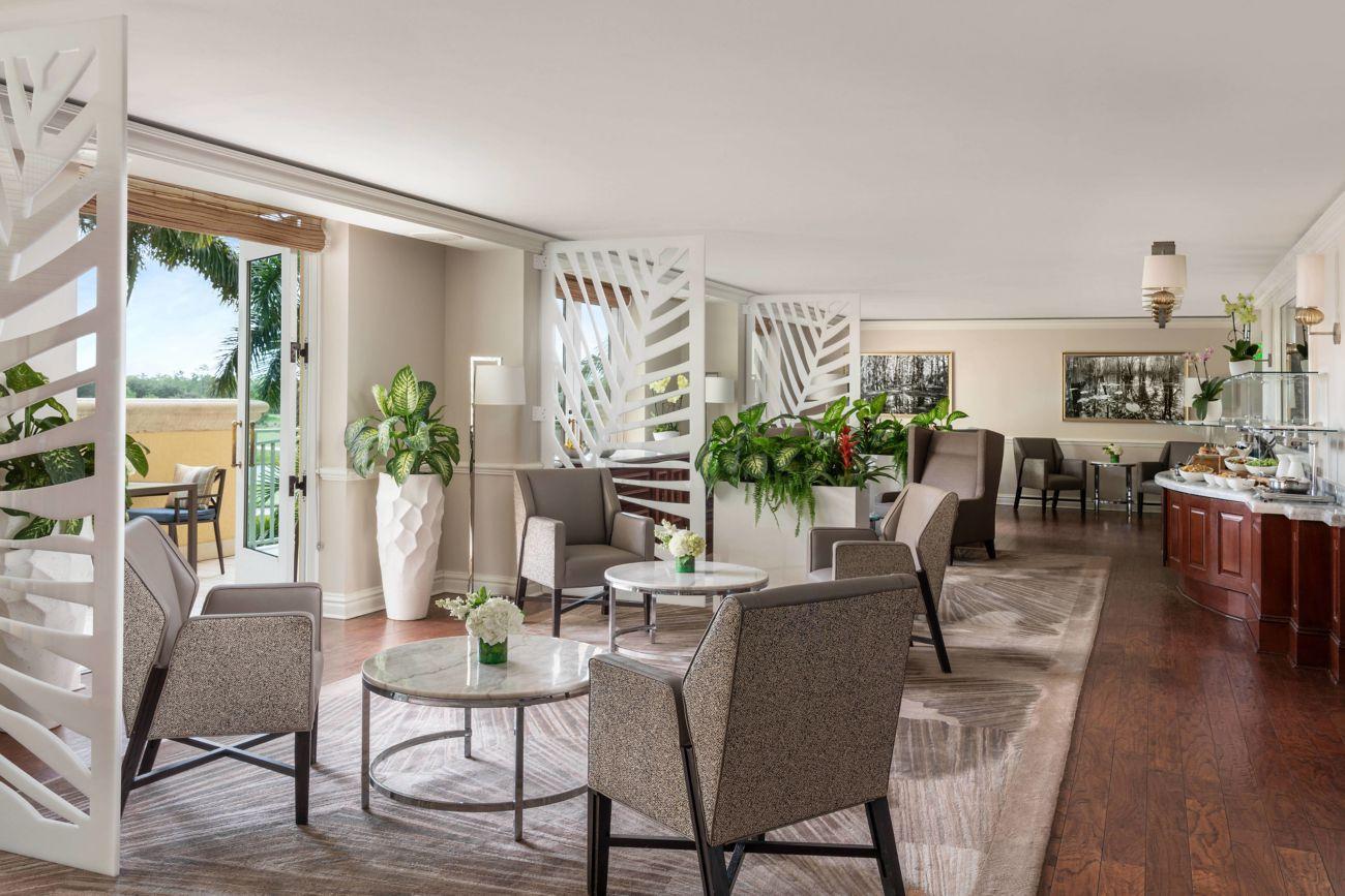 Breakfast bar at the hotel with the option of outdoor or indoor seating