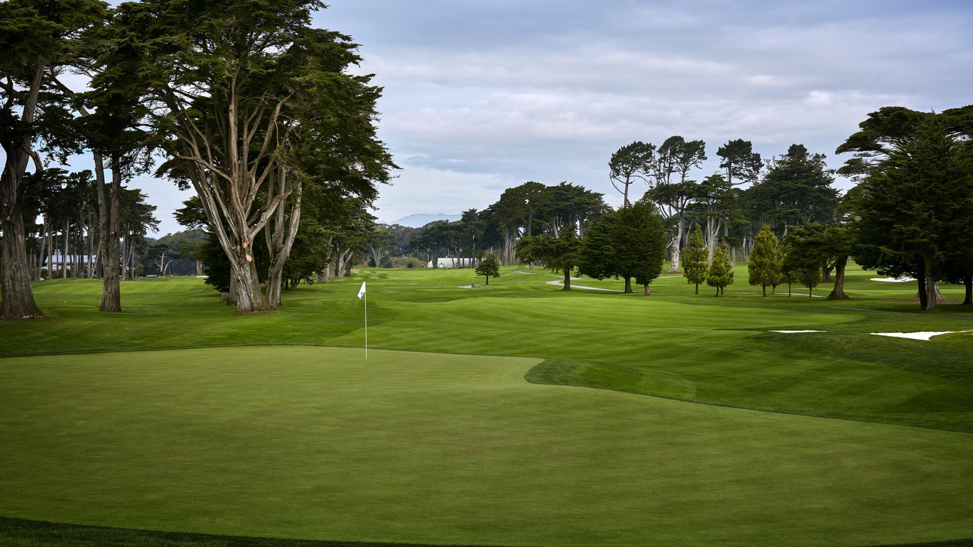 Fairway leading to a smooth green