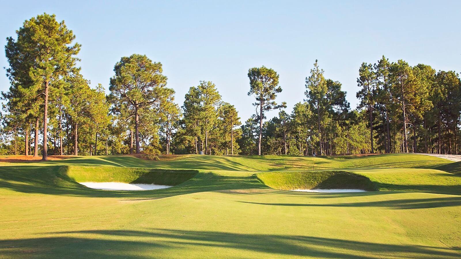 Well maintained fairway nestled with sand bunkers