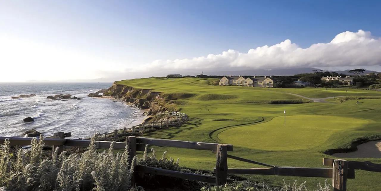 Overhead view of the coastal resort