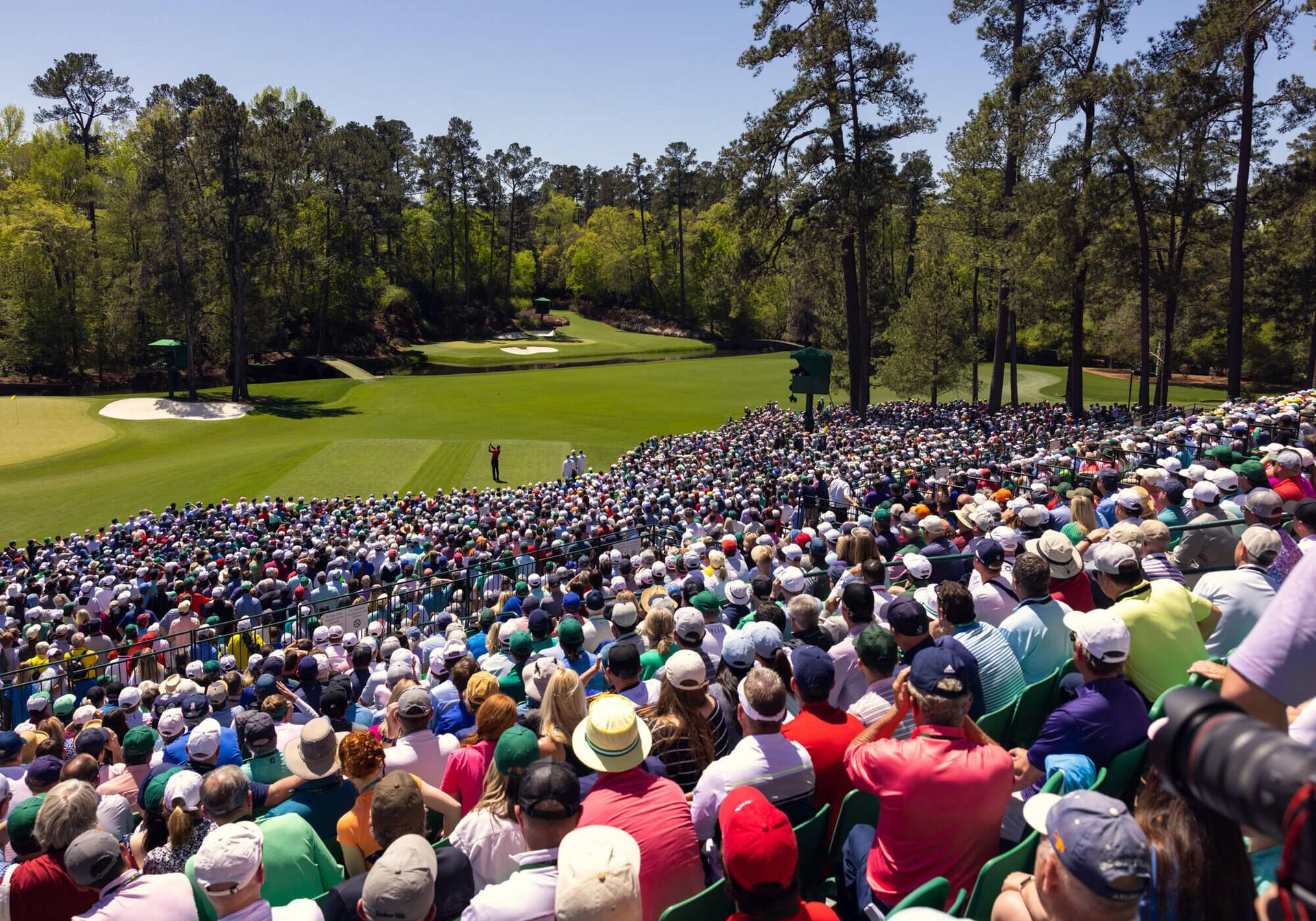 Guests spectating Day 2 of The Masters at Augusta National