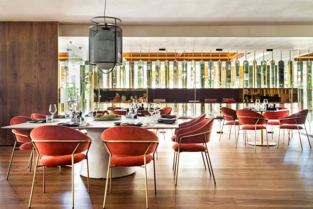 An indoor dining area with a modern luxurious design as part of the VIP section