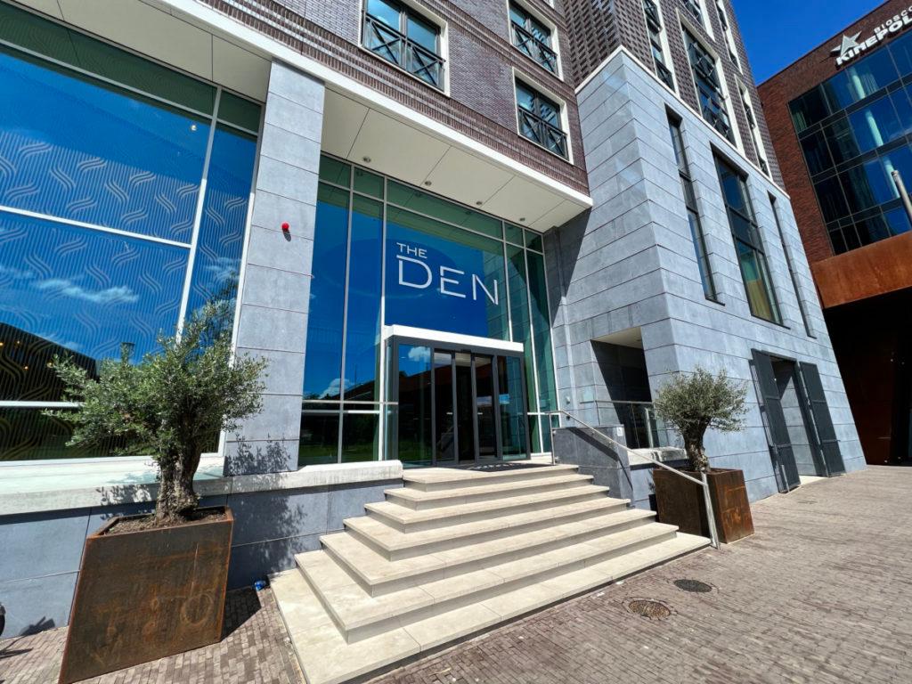 Exterior view of the front of The Den hotel