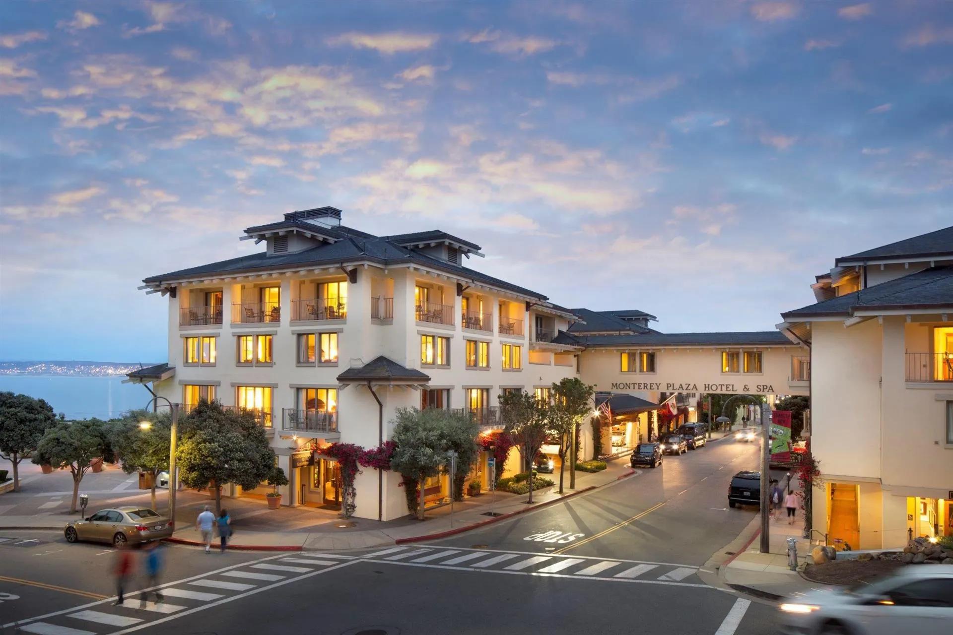 Exterior view of The Monterey Plaza Hotel & Spa from the road side of a busy street