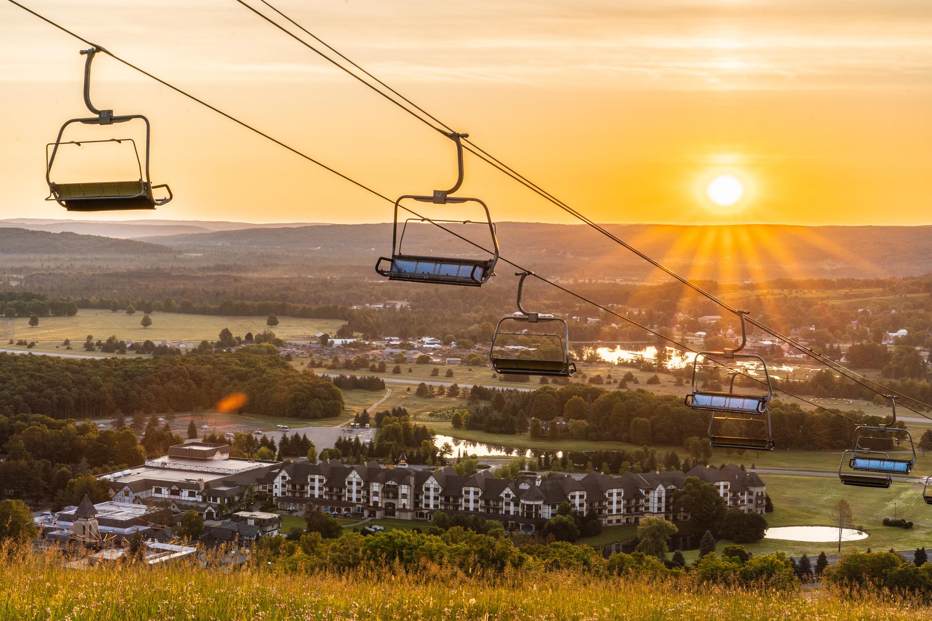 Sun shining onto the Boyne Mountain Resort